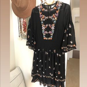 MAEVE Ruffle Hem Embroidered Dress NWT